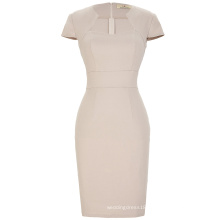 Grace Karin Ladies Sexy Khaki Color Hips Wrapped Cap Sleeve Retro Vintage Pencil Bodycon Dress CL008947-4